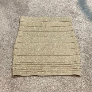 Gold mini skirt
